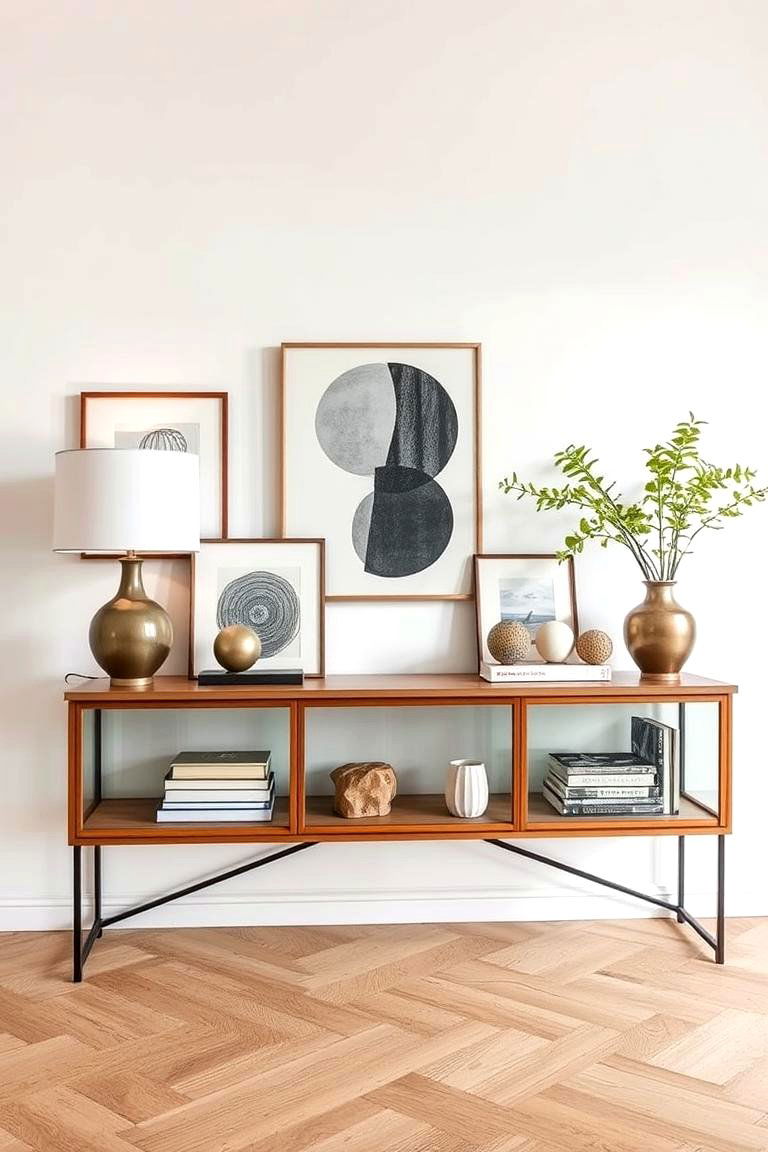 Airy Console Table with Curated Decor - 24 Scandinavian Entryway Ideas