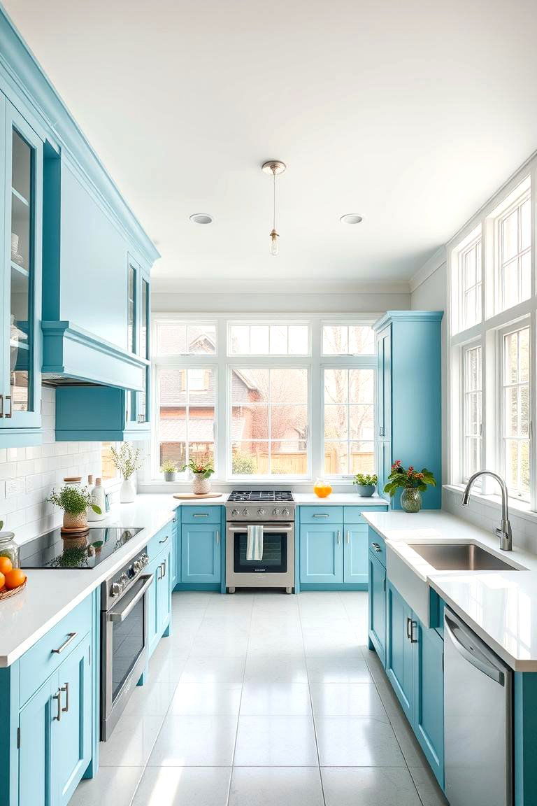 Airy Sky Blue Openness - 24 Kitchen Color Ideas