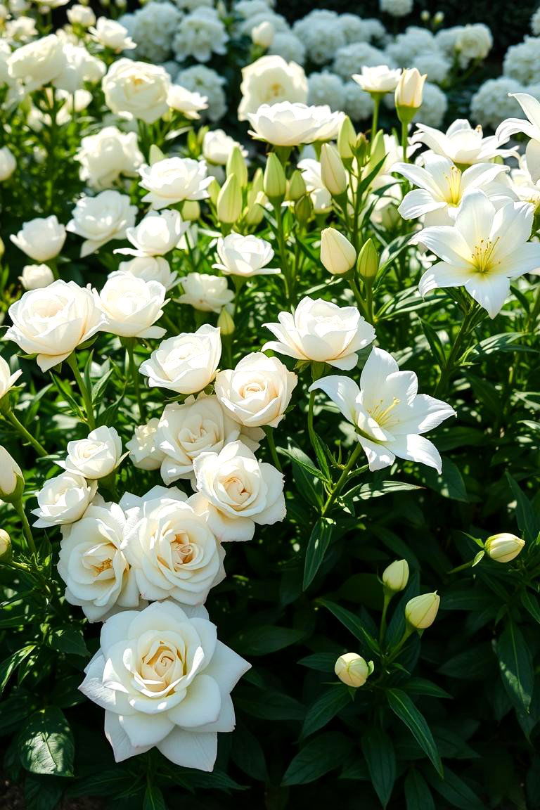 All White Flower Beds - 24 White Garden Design Ideas