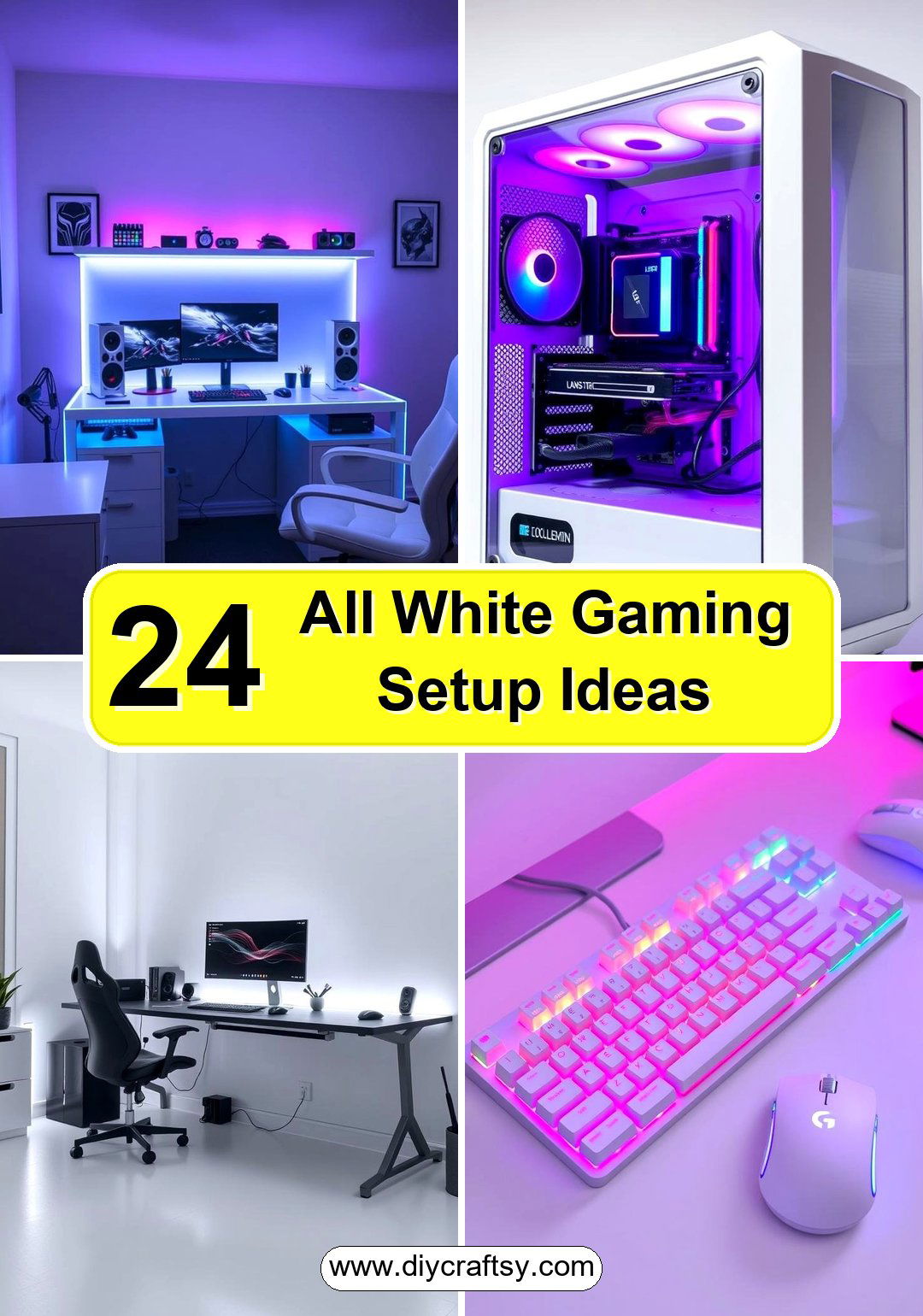 All White Gaming Setup Ideas