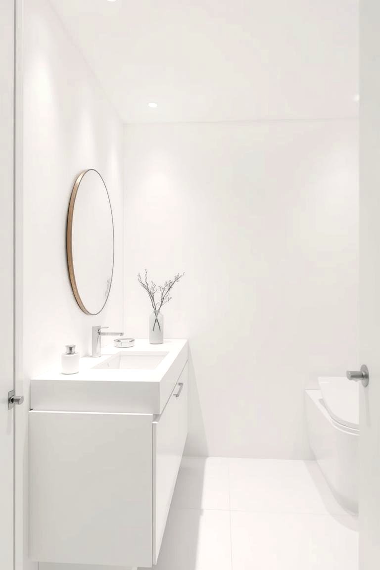 All White Minimalism - 24 White Bathroom Ideas