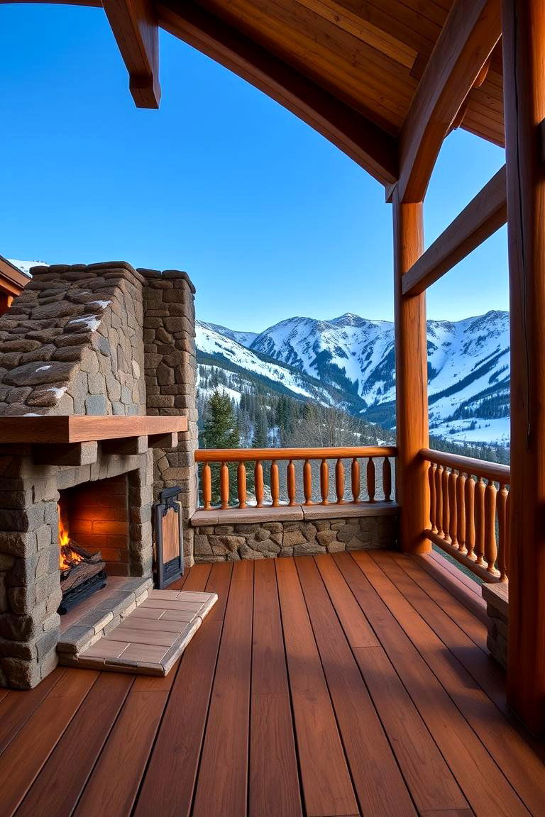 Alpine Lodge Mountain Retreat - 24 Covered Deck With Fireplace Ideas