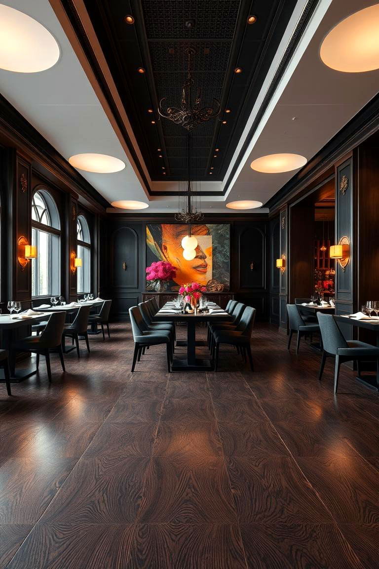Also an Artistic Flair in Dark Wood Interiors - 24 dark wood floor dining room ideas