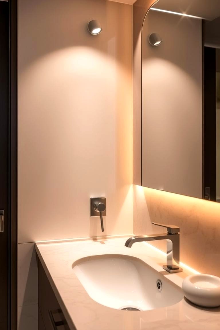 Ambient Accent Lighting - 24 Beige Bathroom Ideas