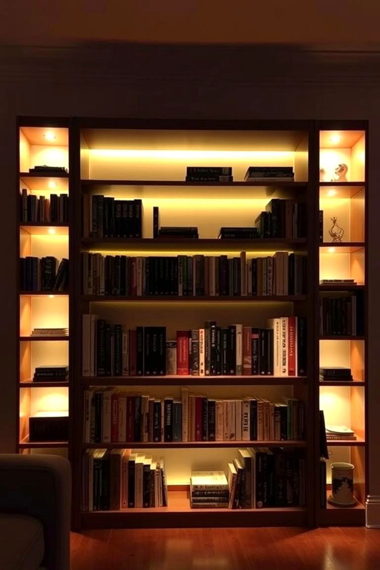 Ambient Backlit Bookshelf Display - 24 Bookshelf Lighting Ideas