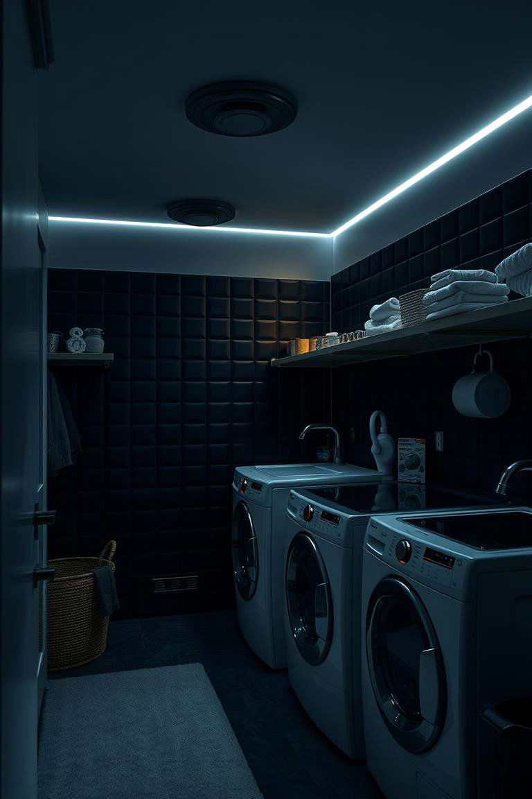 Ambient Black Lighting - 24 black laundry room ideas