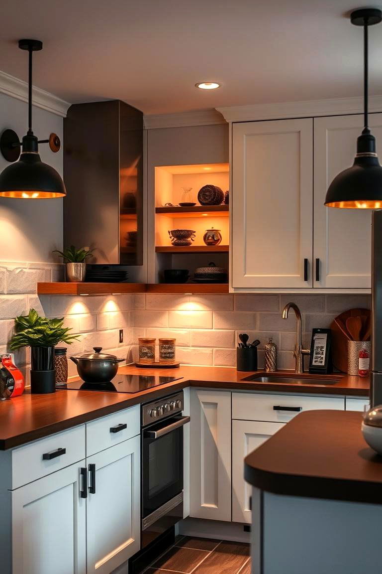 Ambient Black and Copper Lighting for Kitchen Corners - 24 black and copper kitchen ideas