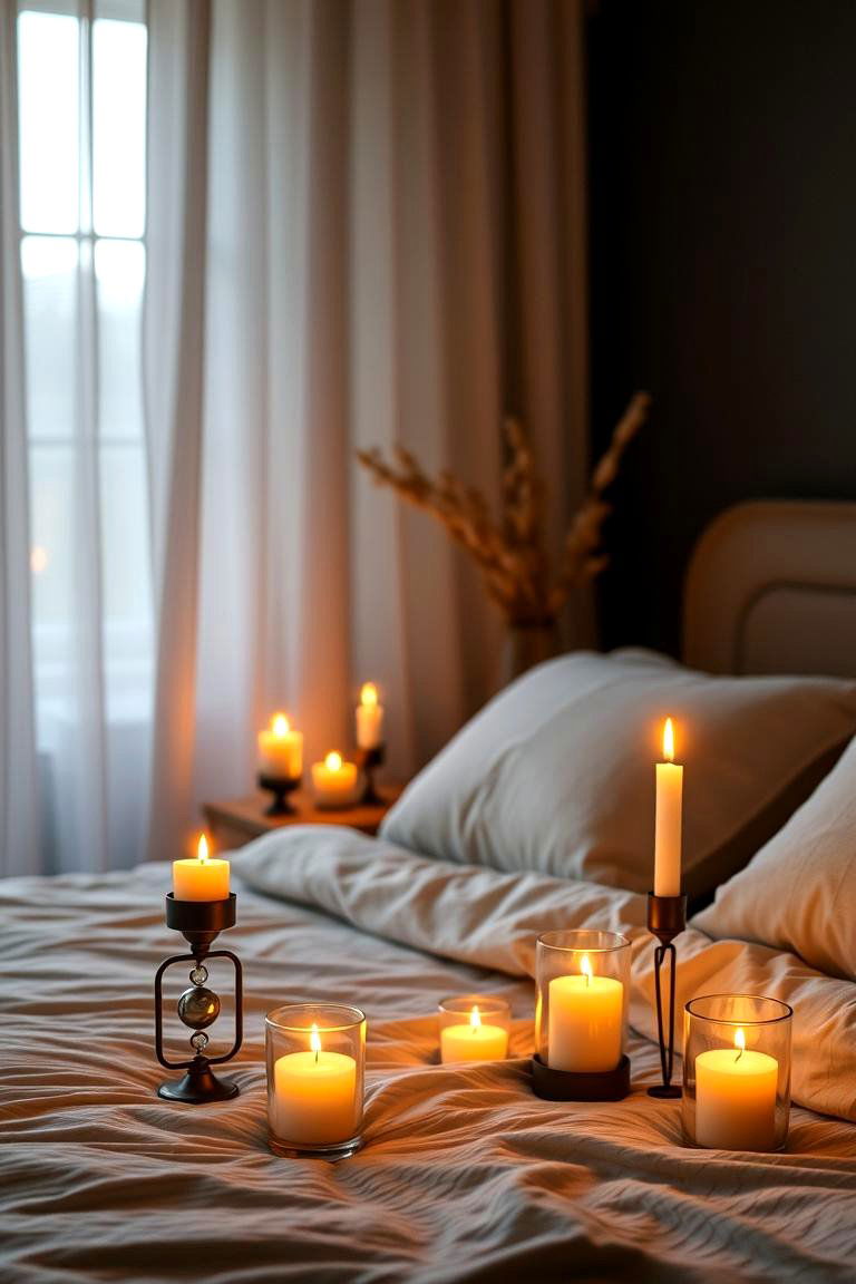 Ambient Candle Lighting - 24 Dark Boho Bedroom Ideas