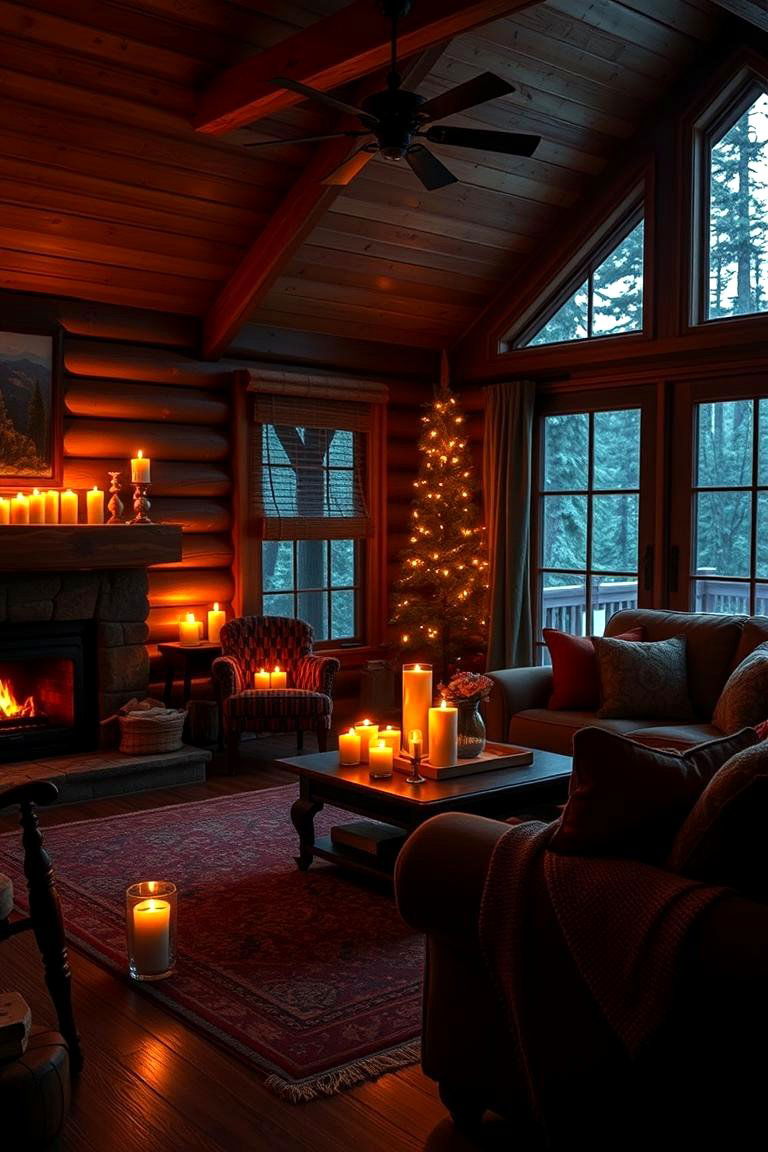 Ambient Candle Lighting - 24 Cabin Living Room Ideas