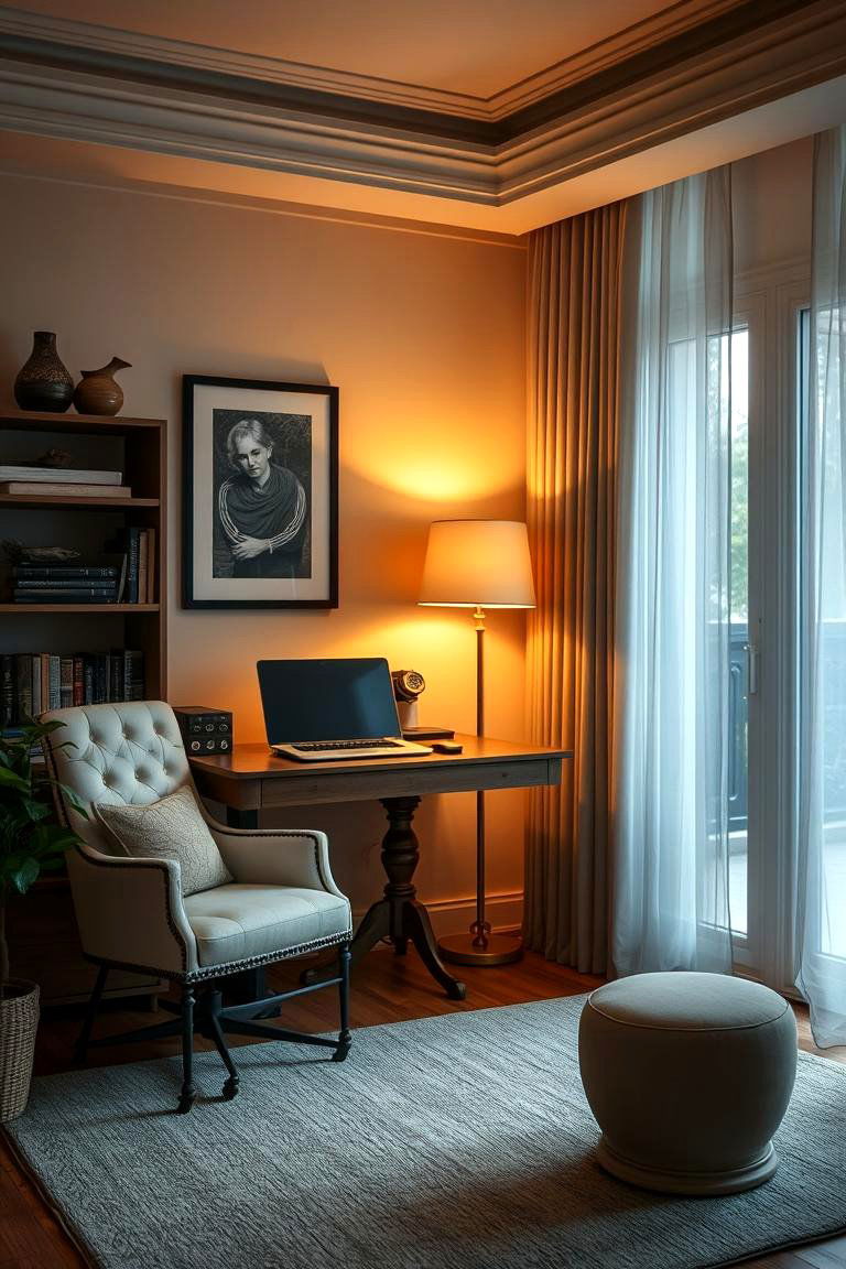 Ambient Floor Lamp Elegance - 24 Home Office Lighting Ideas