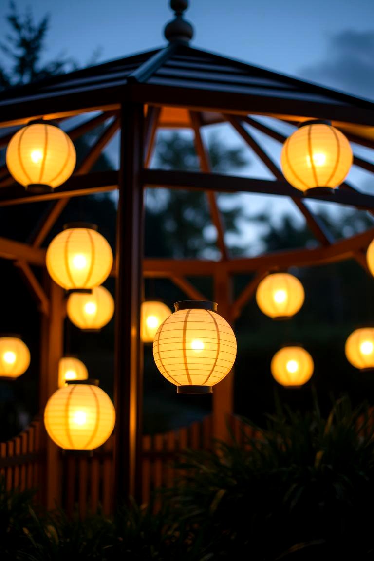Ambient Globe Lanterns for Relaxed Lighting - 24 Gazebo Lighting Ideas