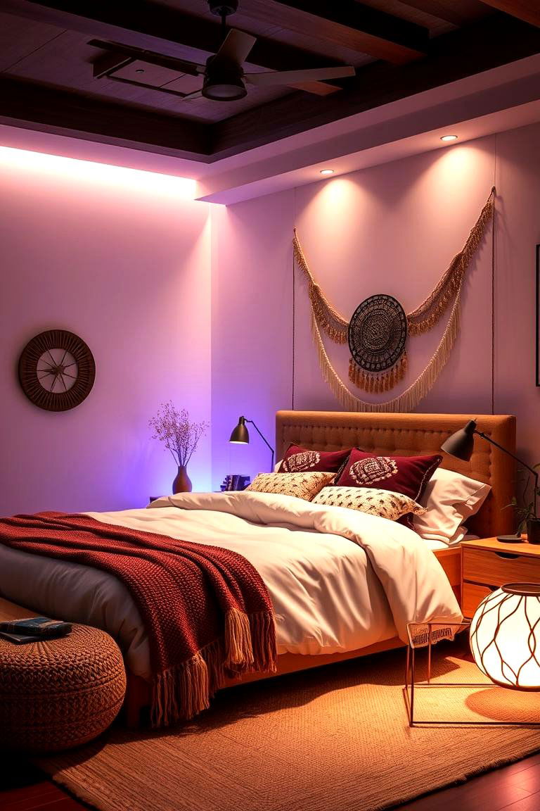 Ambient LED Lighting for a Chill Vibe - 24 Boho Teen Bedroom Ideas