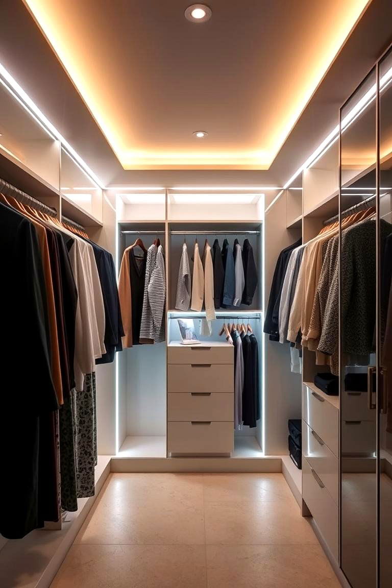 Ambient Light Bars for Soft Inviting Glow - 24 Closet Lighting Ideas