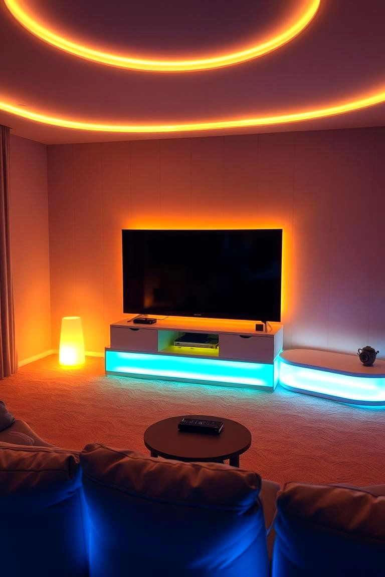 Ambient Lighting Ambiance - 24 Small Media Room Ideas