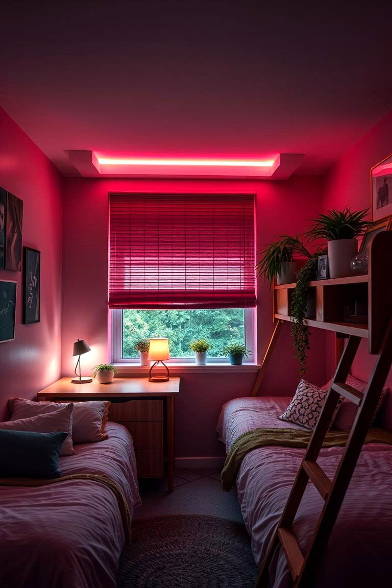 Ambient Lighting Focused Room - 24 Boys Dorm Room Ideas