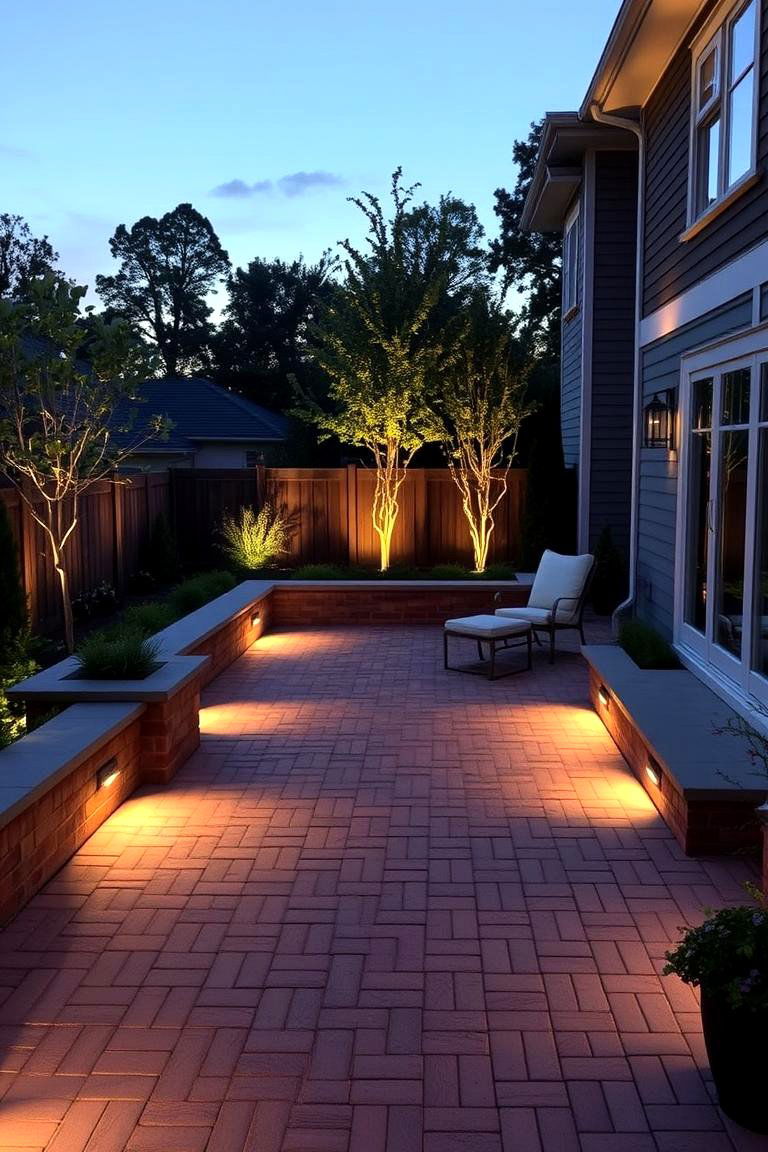 Ambient Lighting Integrated Design - 24 herringbone brick patio designs