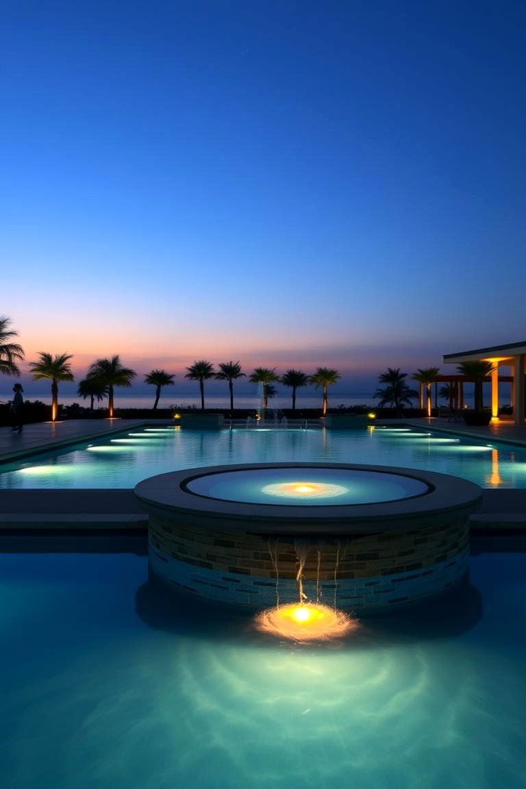 Ambient Lighting Lagoon Pool - 24 Lagoon Pool Design Ideas