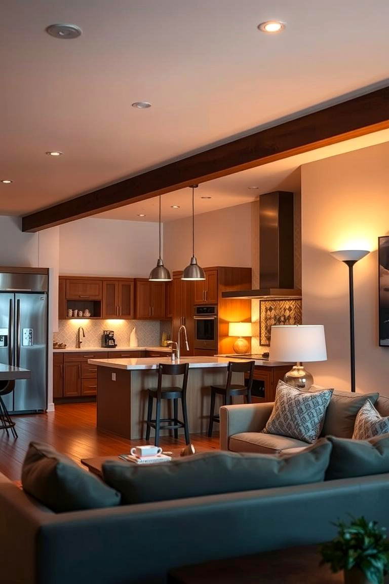 Ambient Lighting for Mood Setting - 24 Open Kitchen Living Room Ideas