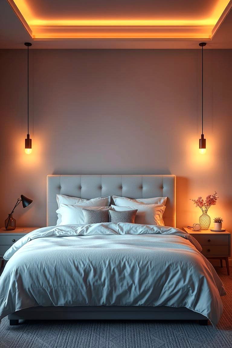 Ambient Lighting in Rose Gold Hues - 24 Rose Gold Bedroom Ideas