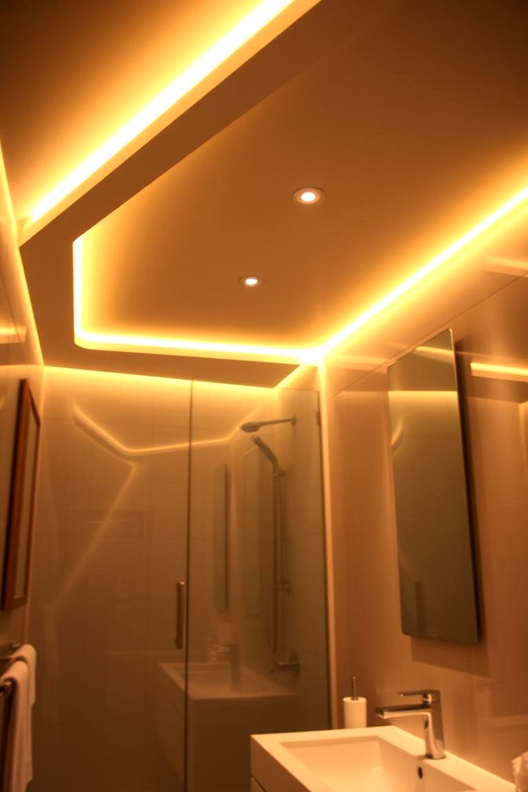 Ambient Lighting with LED Strips - 24 Bathroom Ceiling Lighting Ideas