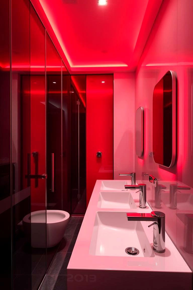 Ambient Red LED Lighting - 24 Red Bathroom Ideas