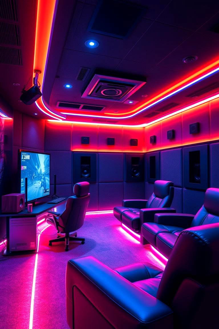 Ambient Sound and Light Gaming Room - 24 Game Room Ideas