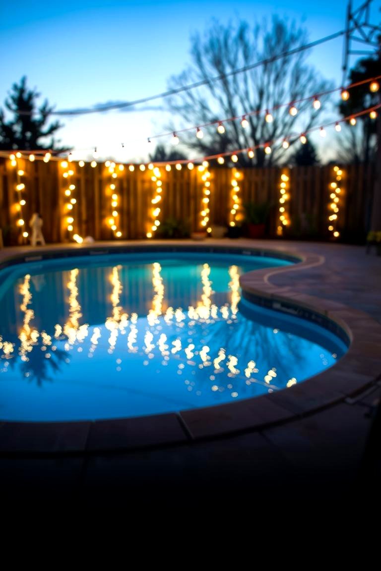 Ambient String Lighting - 24 Pool Decor Ideas