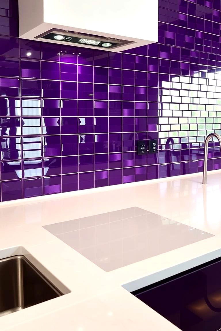 Amethyst Backsplash Tiles - 24 Purple Kitchen Ideas