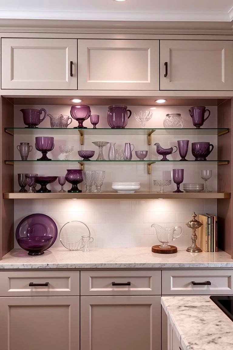 Amethyst Glassware Display - 24 Purple Kitchen Ideas
