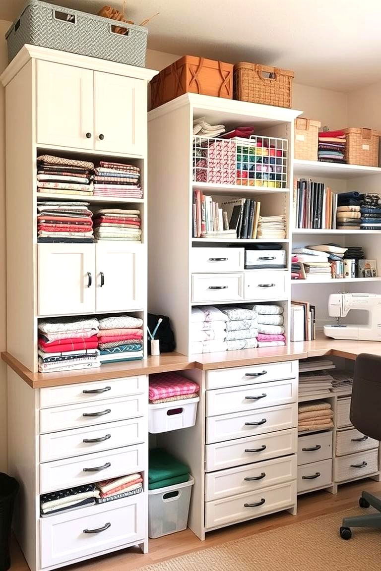 Ample Storage Cabinets and Drawers - 24 Sewing Room Ideas