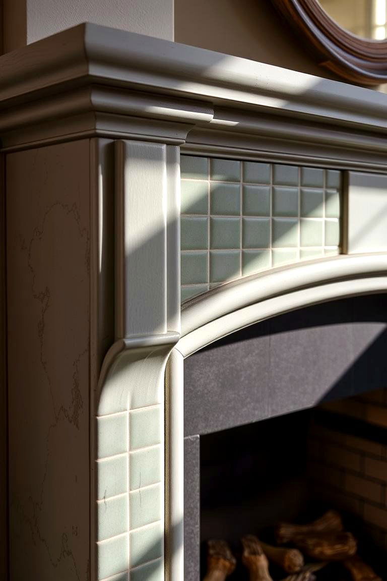 An Inviting Sage Green Tile Surround - 24 Sage Green Fireplace Ideas