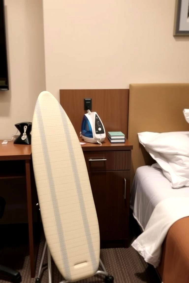 An Iron and Ironing Board - 24 Office Guest Room Ideas