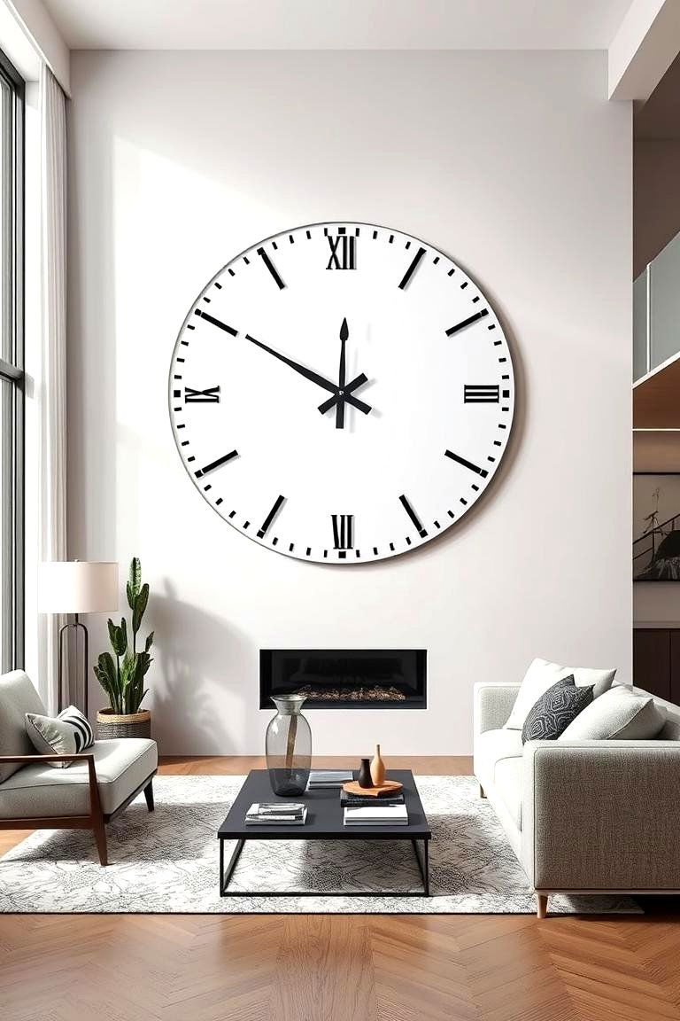 An Oversized Statement Clock - 24 High Ceiling Tall Wall Decor Ideas