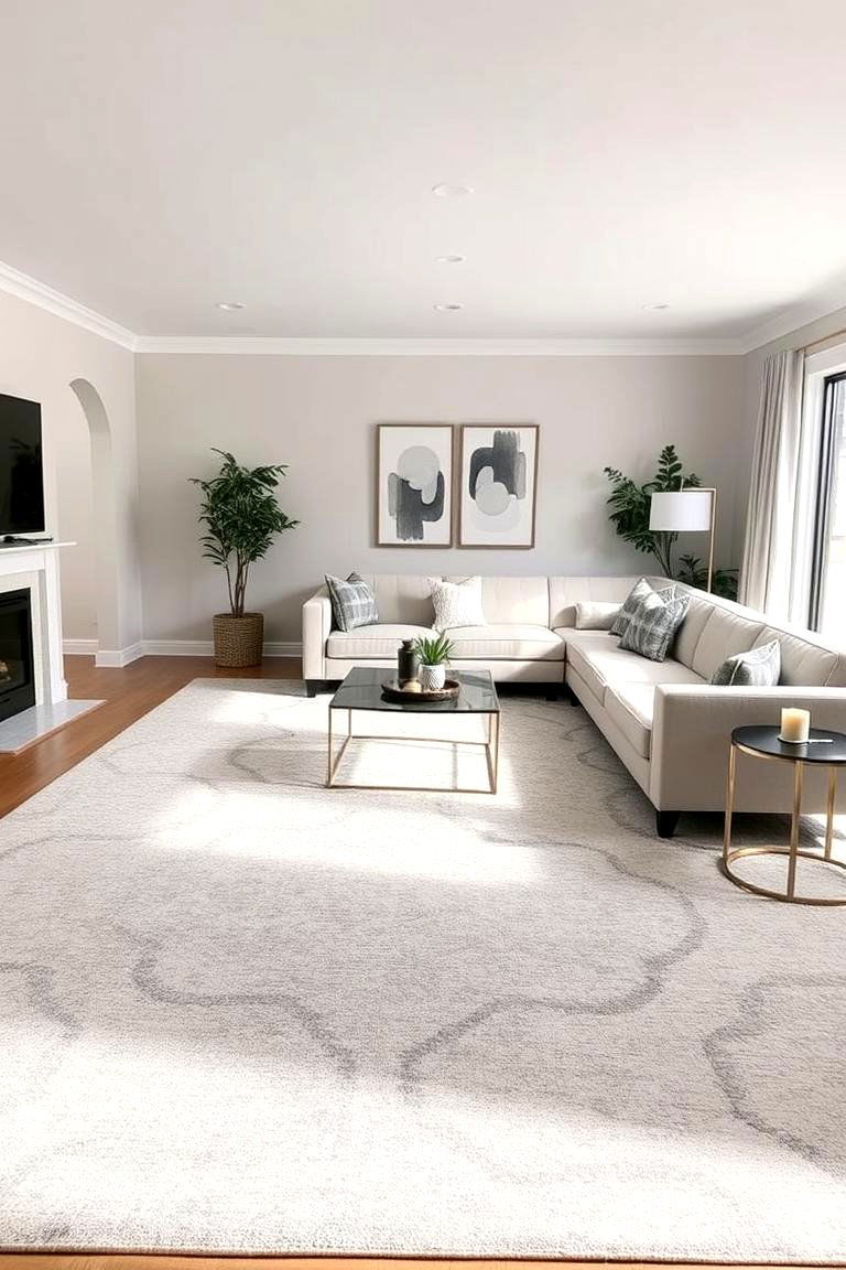 Anchoring the Space with a Statement Rug - 24 Neutral Living Room Ideas