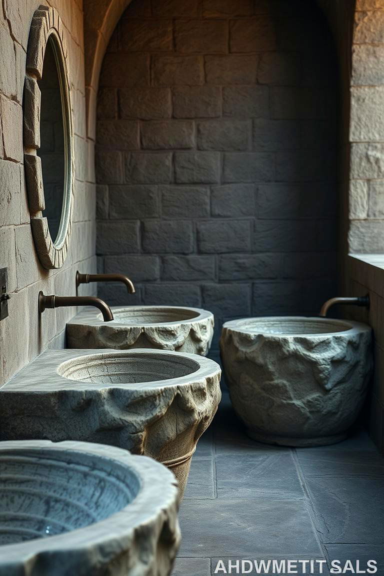Ancient Stone Sink Basins - 24 Gothic Bathroom Ideas