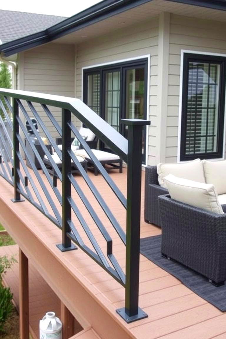 Angled Metal Railing Design - 24 Metal Deck Railing Ideas