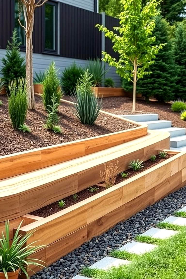 Angled Wood Retaining Wall - 24 Wood Retaining Wall Ideas