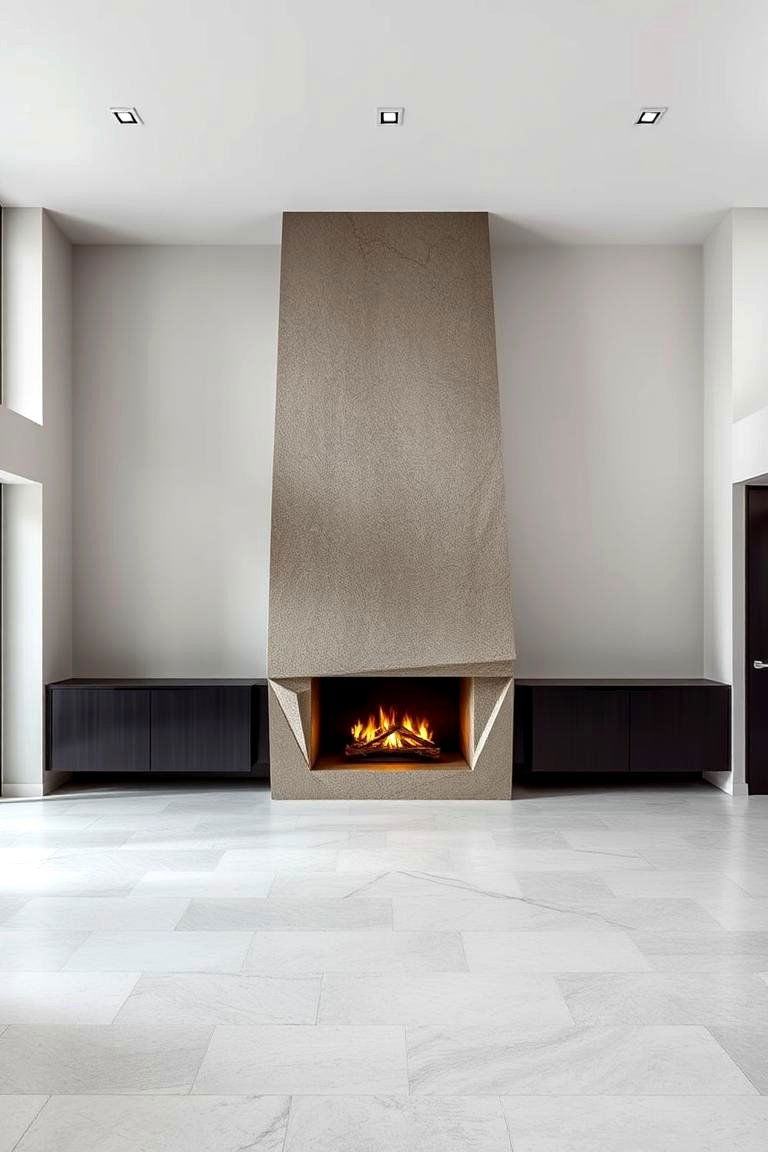 Angular Edgy Stone Fireplace - 24 Floor to Ceiling Stone Fireplace Ideas