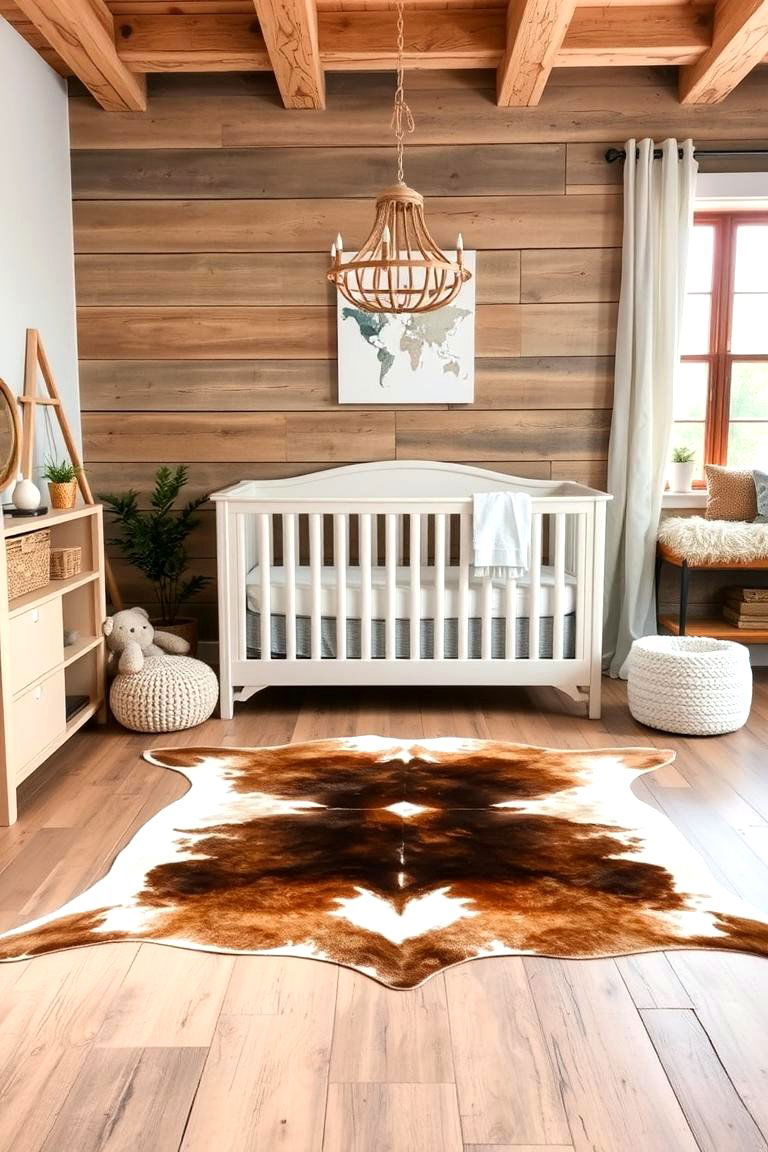 Animal Hide Rug - 24 Rustic Nursery Ideas