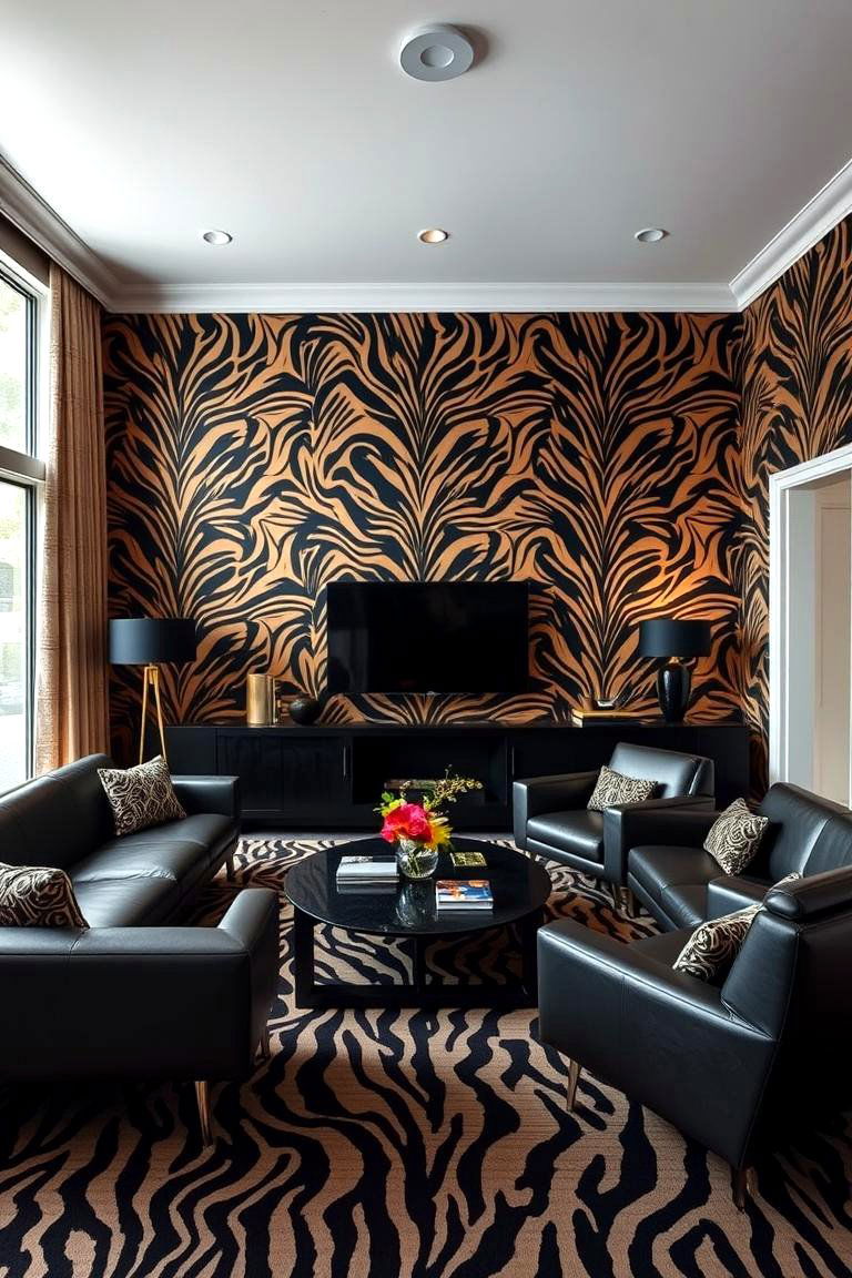 Animal Prints - 24 Living Room Wallpaper Ideas