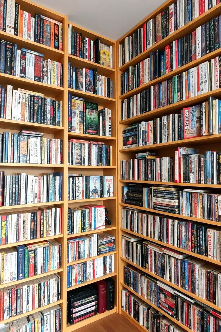 Anime Themed Floor to Ceiling Bookshelves - 24 Anime Room Ideas