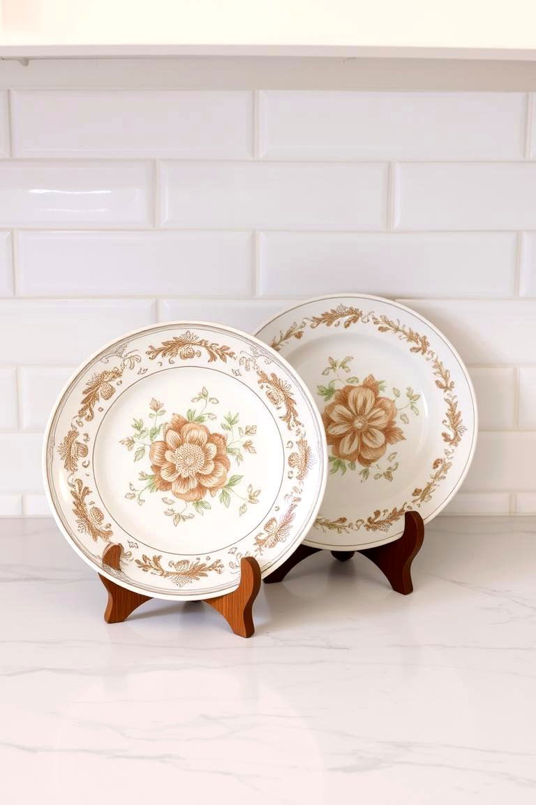 Another Idea Stacked Plates for Display - 24 Kitchen Counter Decor Ideas