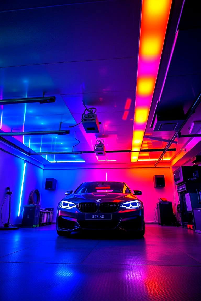 Another Inspiring Approach with Color Changing LEDs - 24 Garage Lighting Ideas