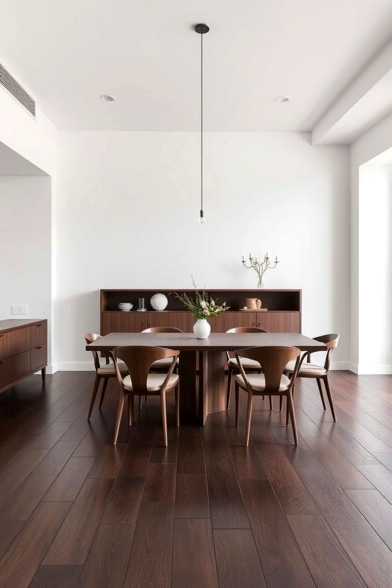 Another Modern Minimalism on Dark Wood Flooring - 24 dark wood floor dining room ideas