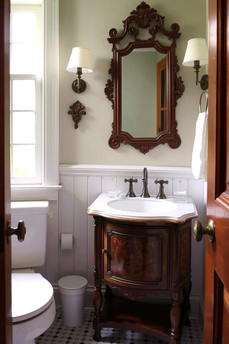 Antique Accents for Vintage Charm - 24 Eclectic Powder Room Ideas
