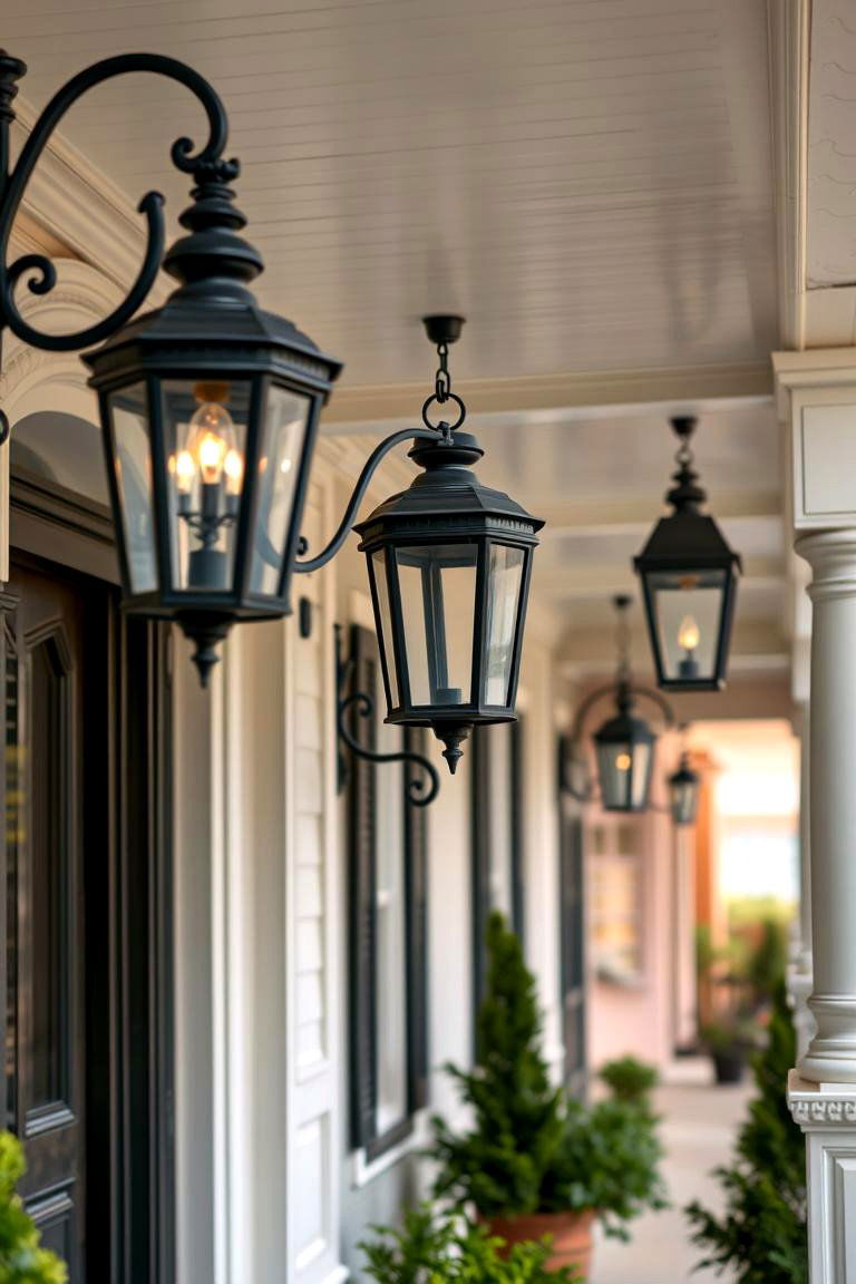 Antique Black Fixtures Porch - 24 Black Porch Ideas