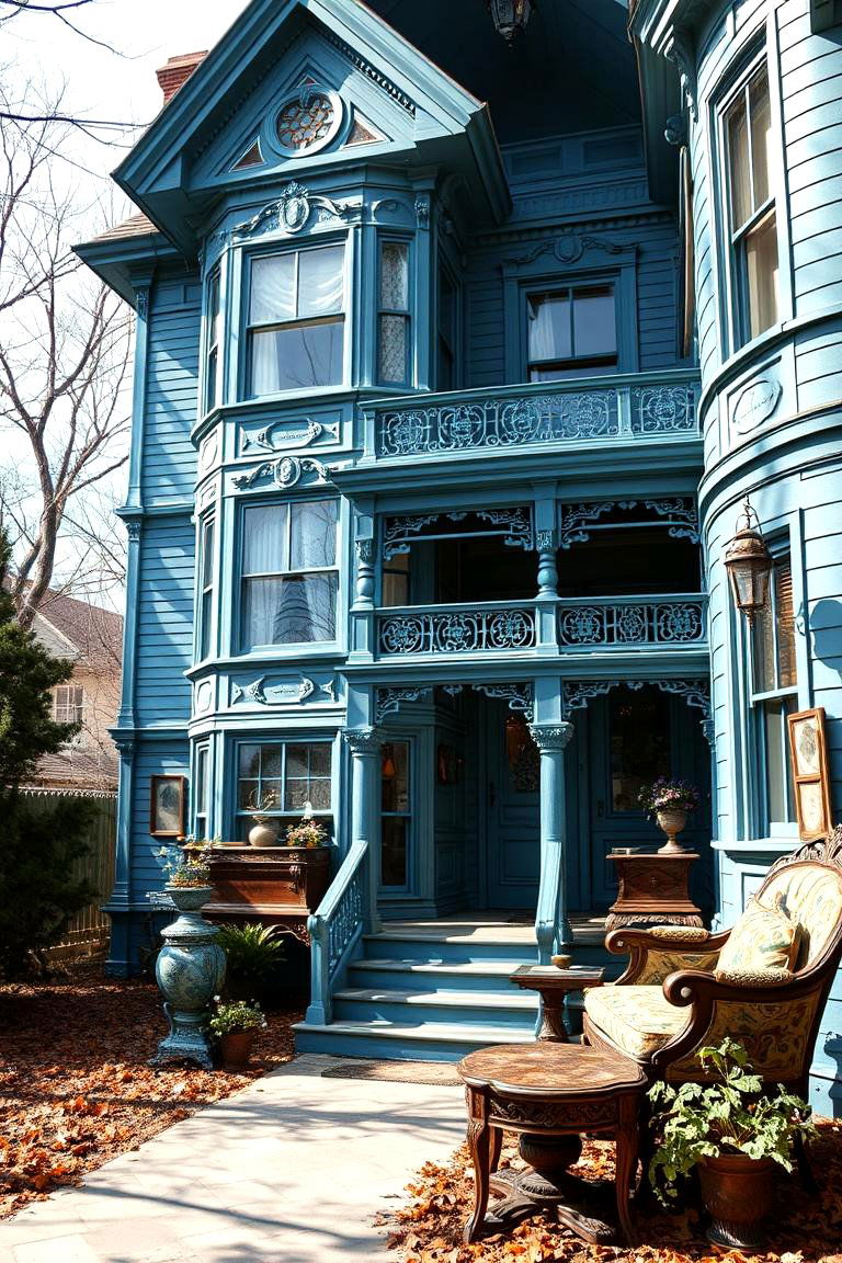 Antique Blue Ambiance - 24 blue victorian house colors