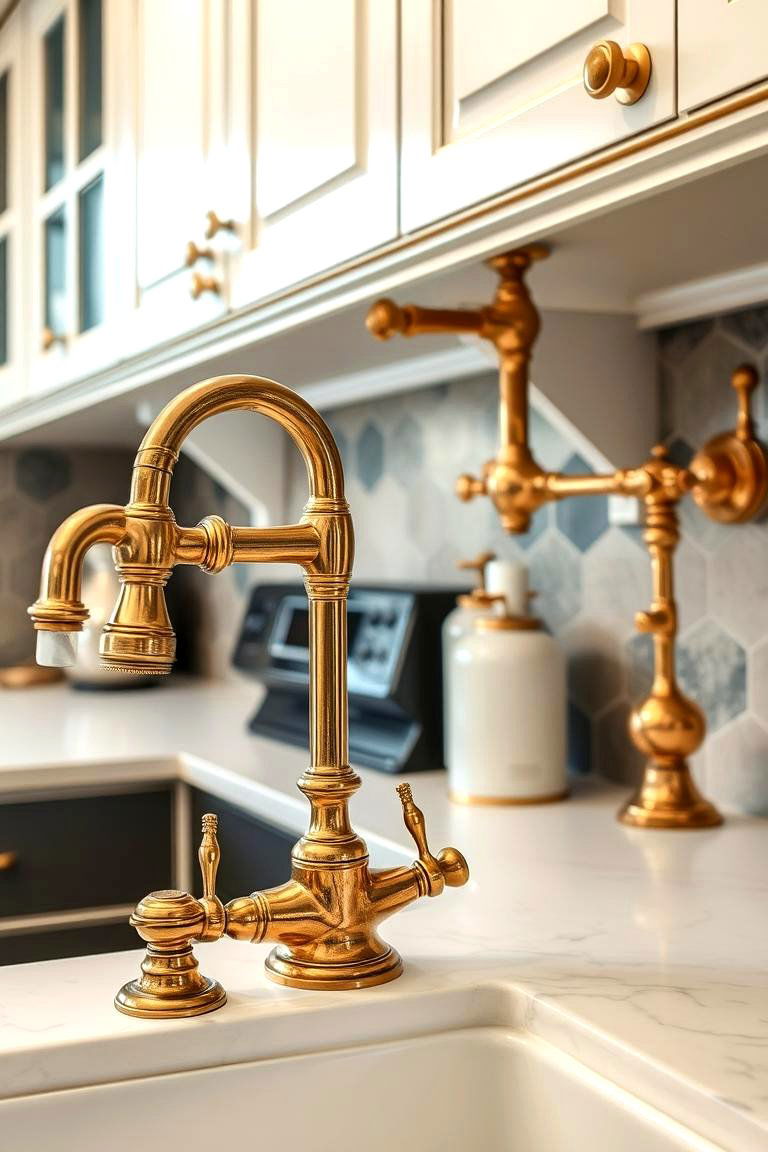 Antique Brass Fixtures - 24 Tudor Kitchen Ideas