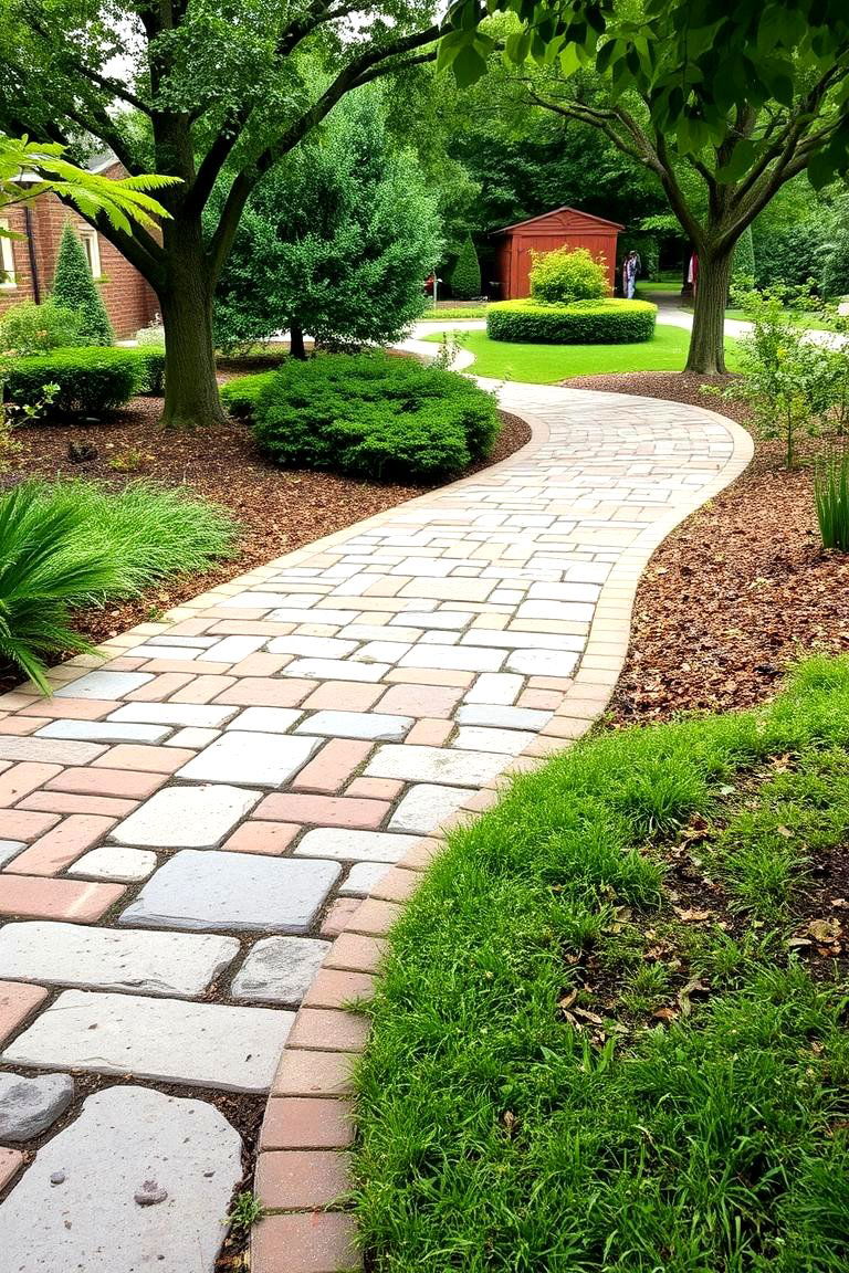 Antique Brick and Stone Mix - 24 Rock Walkway Ideas