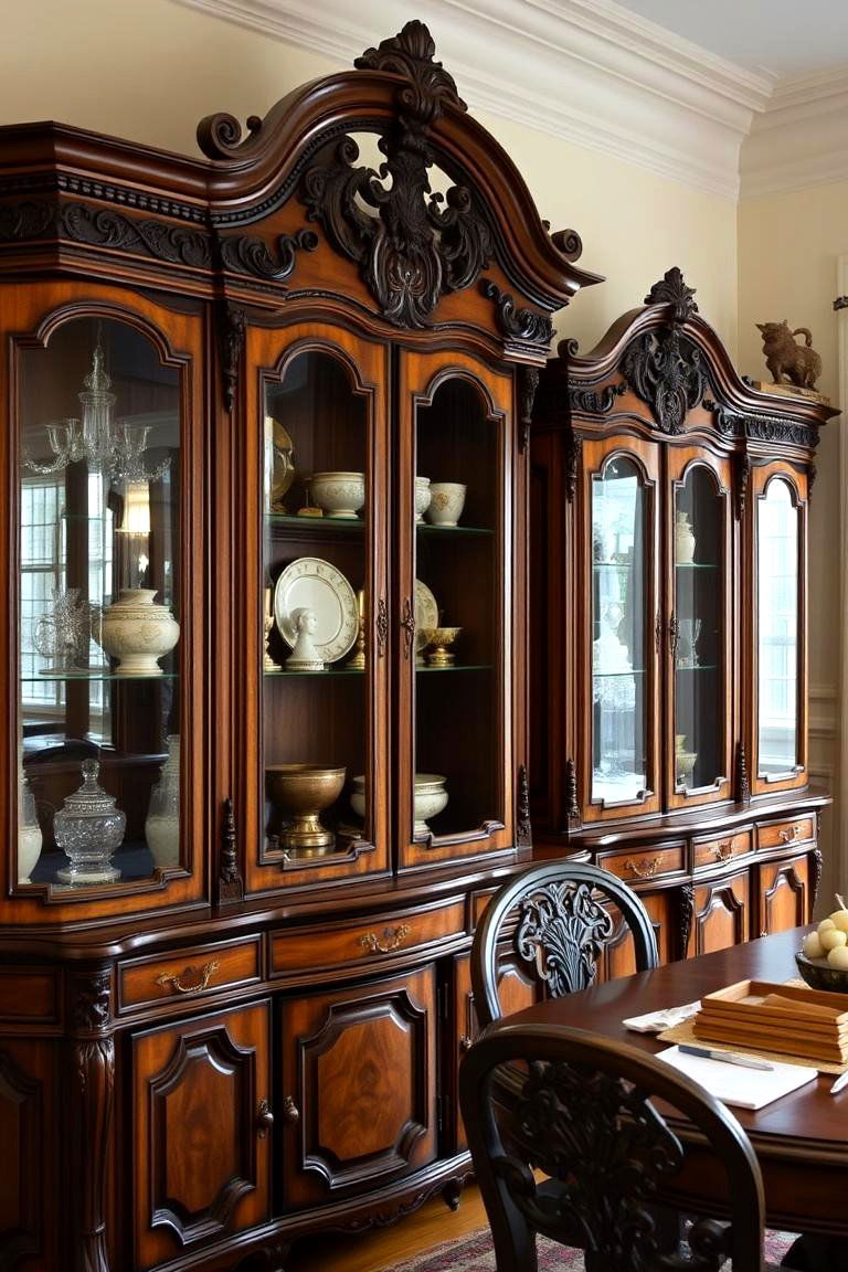 Antique Cabinets Display - 24 Vintage Dining Room Ideas